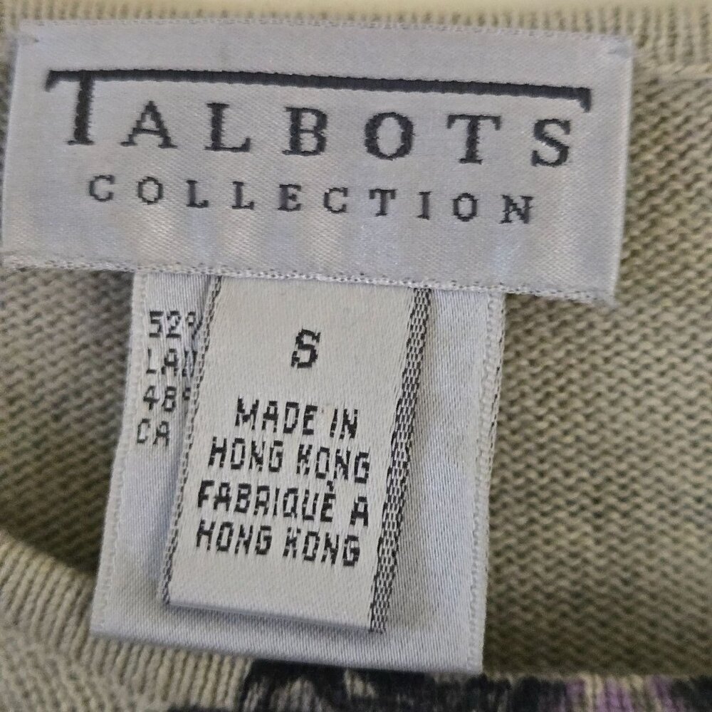 Talbots Audrey Cashmere Paisley Medallion Crewneck Sweater Green Lavender Size S - Picture 8 of 9
